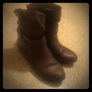 Brown booties. 9.5 wide width.